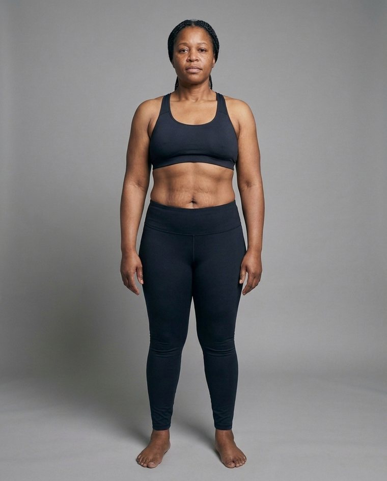 The same illustration after a sustained calorie deficit