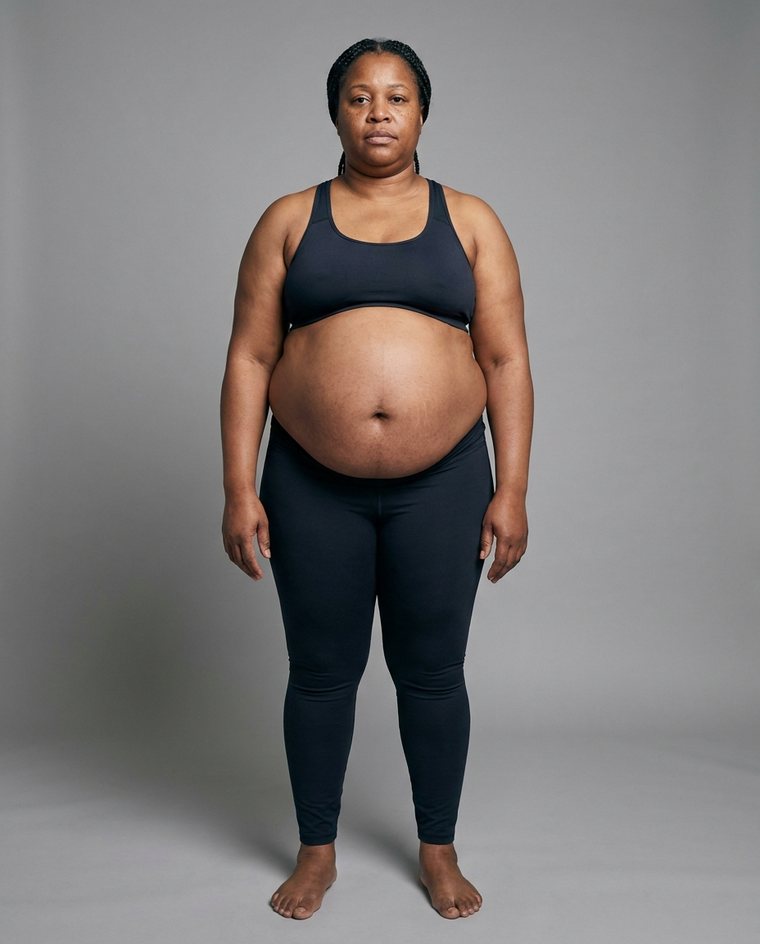 Illustration of a woman before a sustained calorie deficit